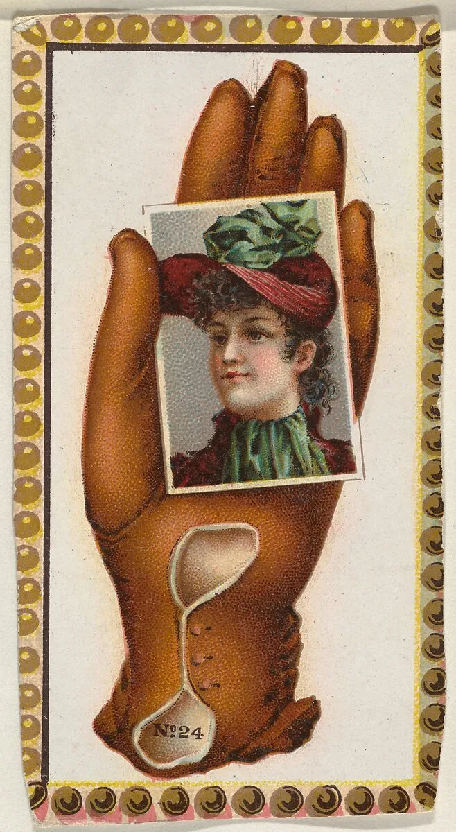 Card Number 24, cut-out from banner advertising the Opera Gloves series (G29) for Allen & Ginter Cigarettes — Allen & Ginter|American Tobacco Company