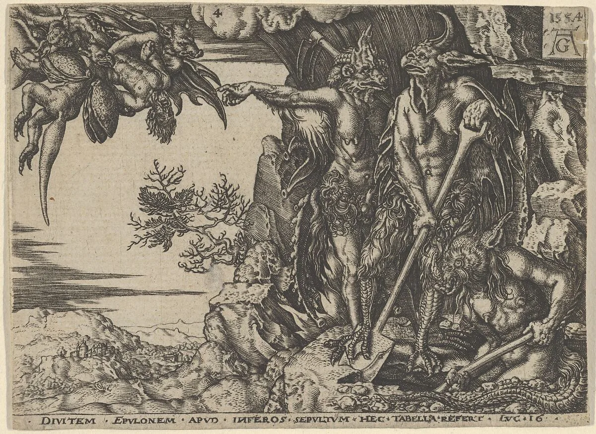 Copy of The Rich Man Transported to Hell, from "The Parable of the Rich Man and Lazarus" — Heinrich Aldegrever
