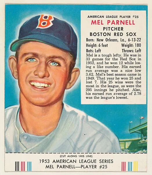Mel Parnell, from the Red Man All-Star Team series (T233), issued by Red Man Chewing Tobacco — Red Man Chewing Tobacco