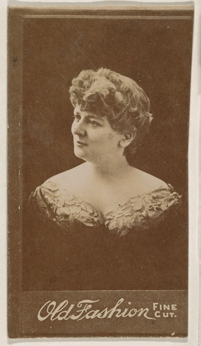 Actress wearing dress with elaborate neckline, from the Actresses series (N664) promoting Old Fashion Fine Cut Tobacco — Unknown