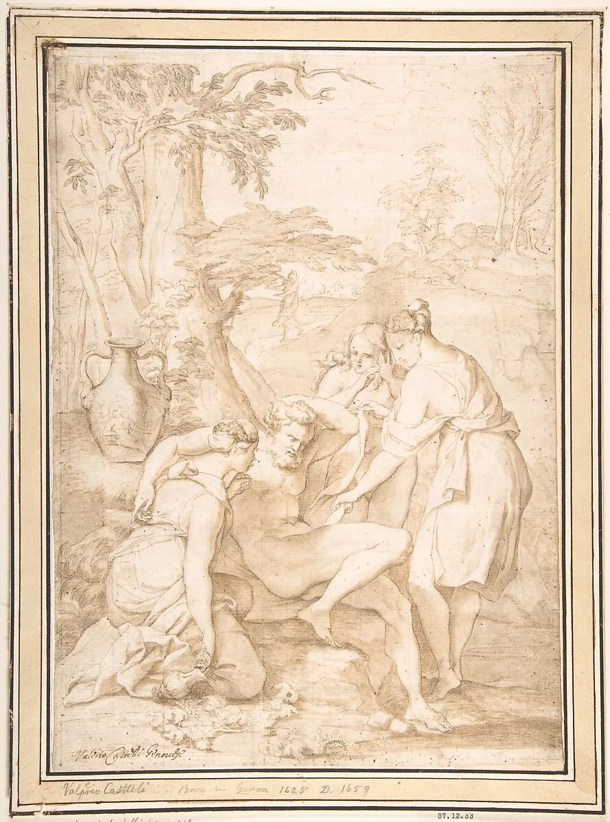 Lot and His Daughters (?) — Anonymous, Italian, Roman-Bolognese, 17th century