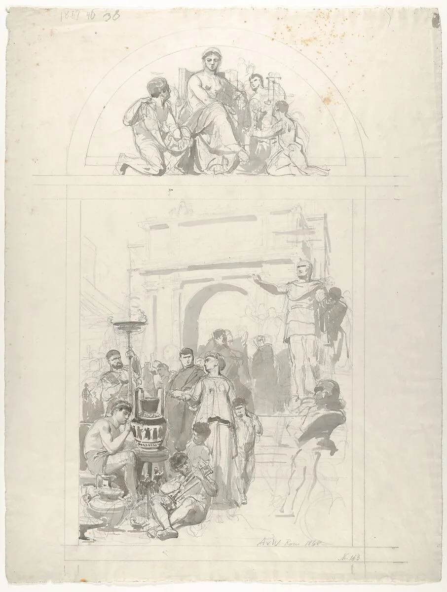 Greek Vase-Painting (Design for a Wall Decoration) — Anton von Werner