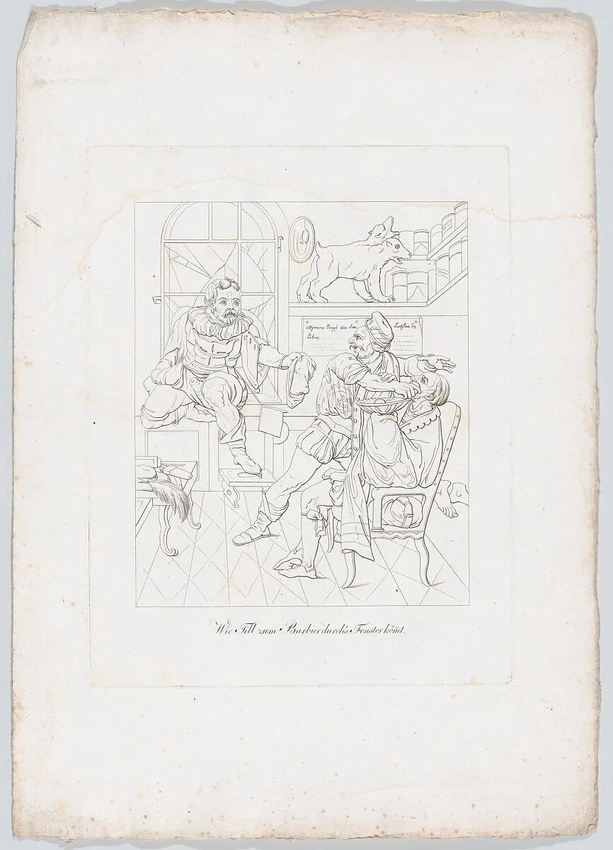 Wie Till zur Barbier durch's Fenster kömt (How Till Eupenspiegel Came In Through the Barber's Window) — Johann Heinrich Lips|Henry Fuseli