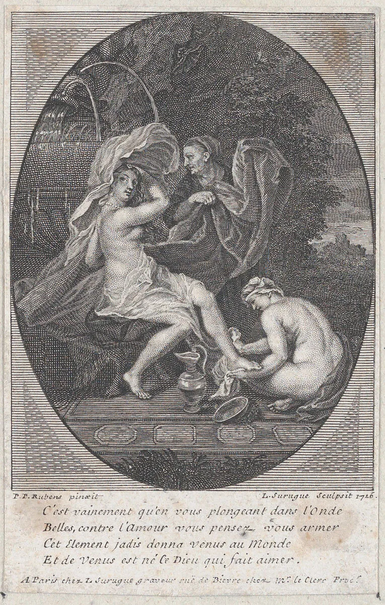 A woman at the bath, another woman washing her right foot and an old woman behind her holding her clothes — Peter Paul Rubens|Louis Surugue