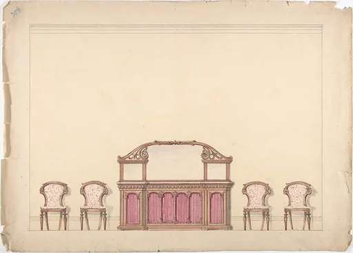 Design for a Mirrored Cabinet and Four Chairs