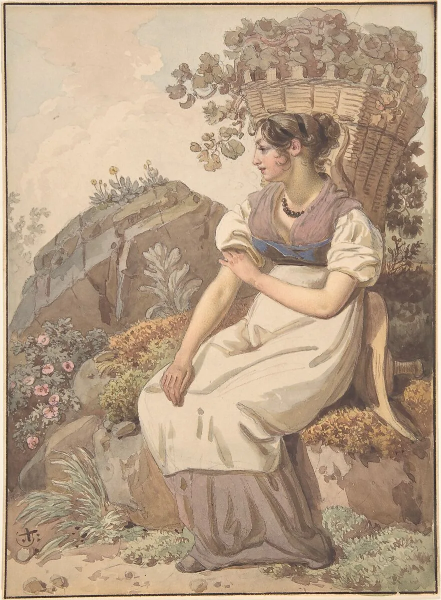 Young Woman in the Vaudois after the Grape Harvest — Wolfgang Adam Töpffer