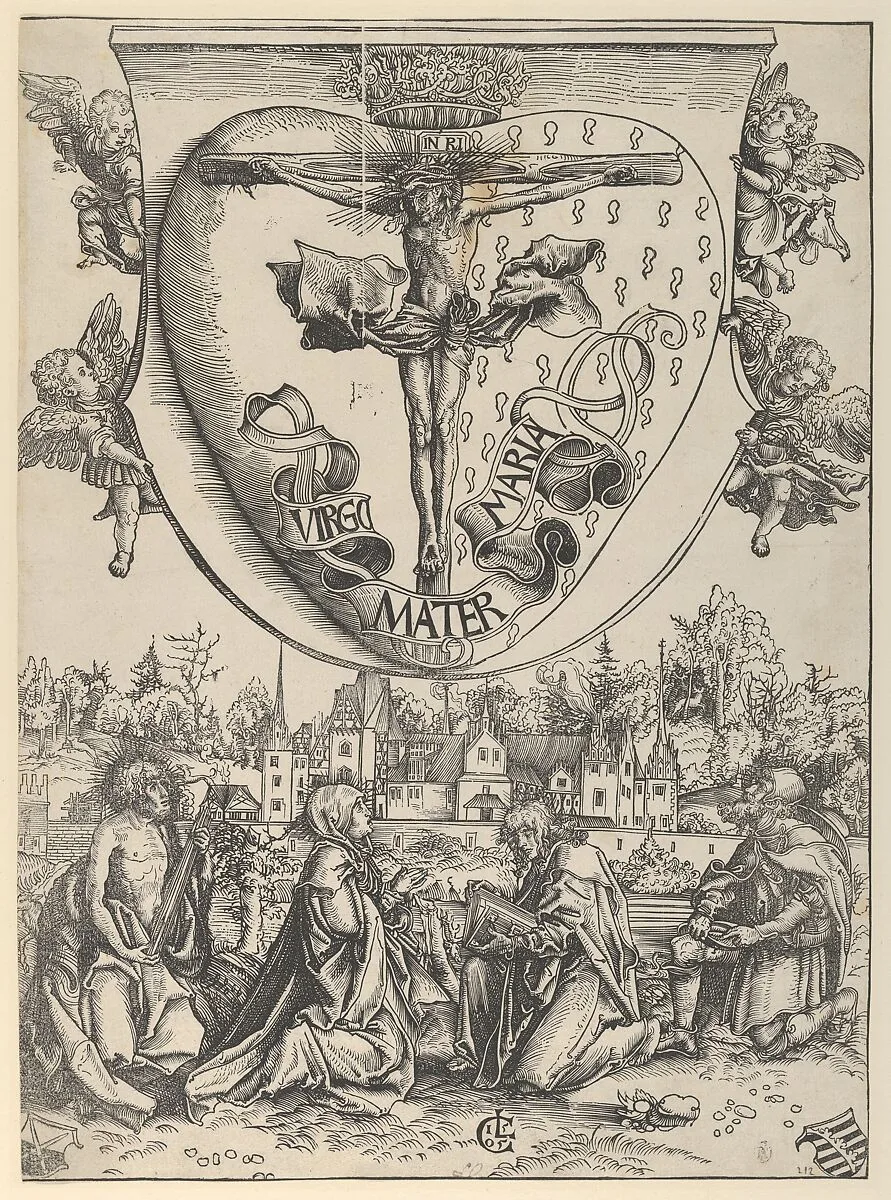 Four Saints Adoring Christ Crucified on the Sacred Heart — Lucas Cranach the Elder