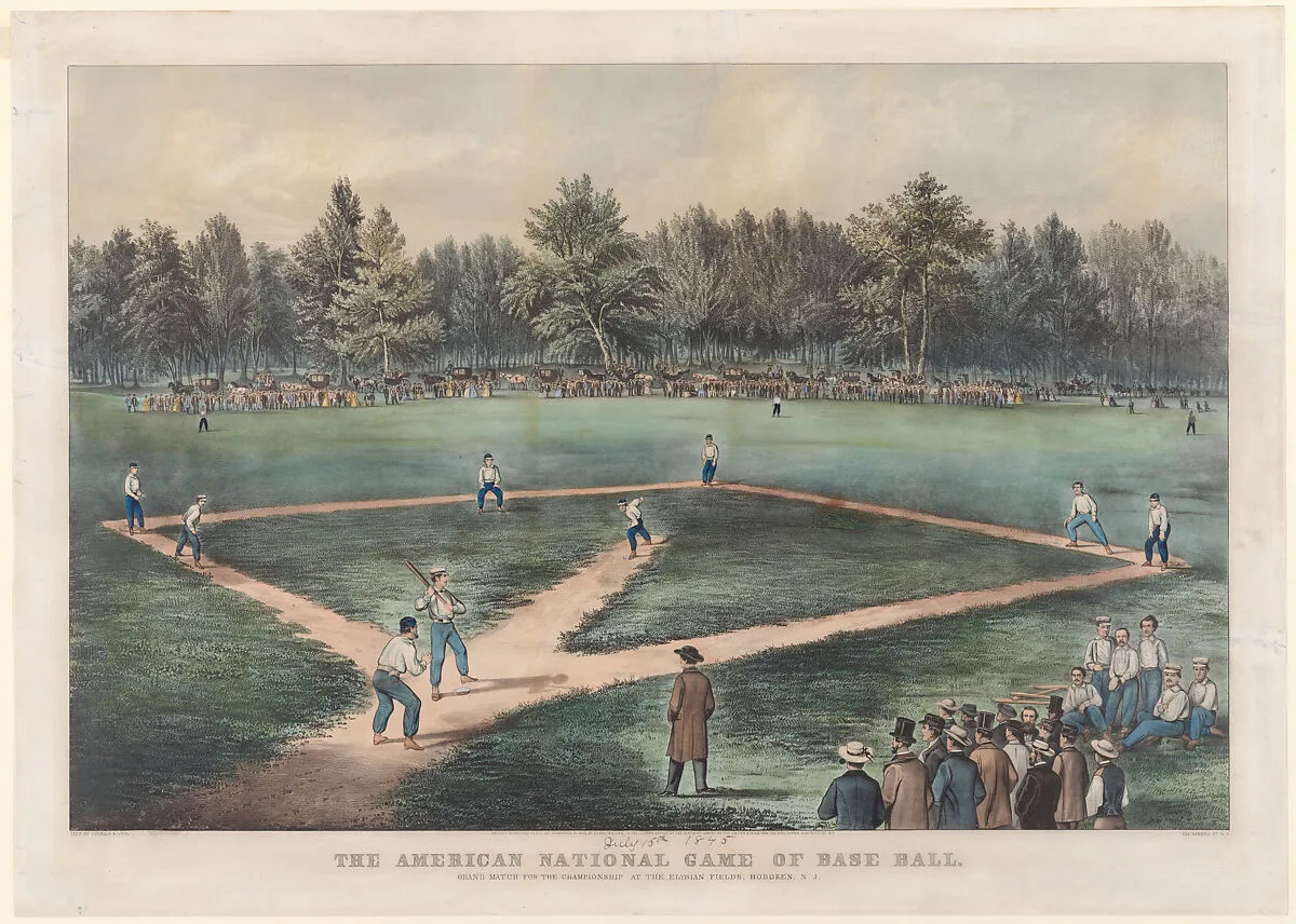 The American National Game of Base Ball: Grand Match for the Championship at the Elysian Fields, Hoboken, N. J. — Currier & Ives