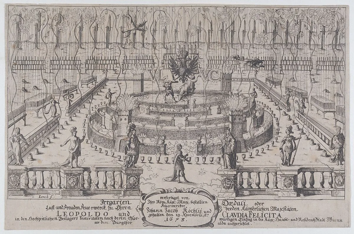Fireworks display, Nuremberg, 1659 — Anonymous