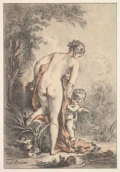 Woman With Drapery and a Putto (Venus and Cupid?) — George William Thornley|François Boucher