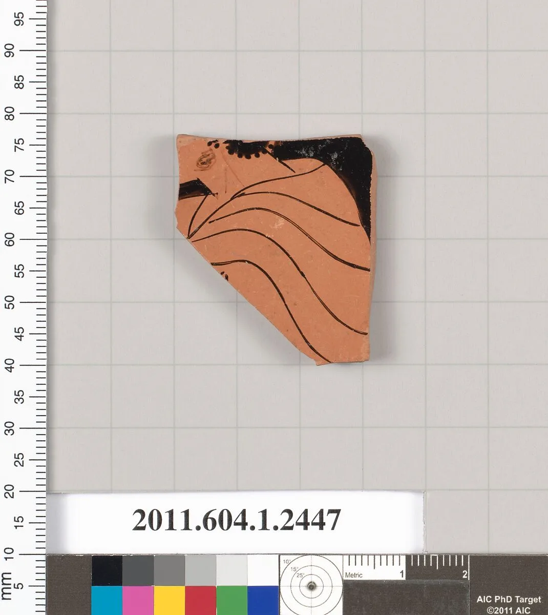 Terracotta fragment of a kylix (drinking cup) — Ambrosios Painter