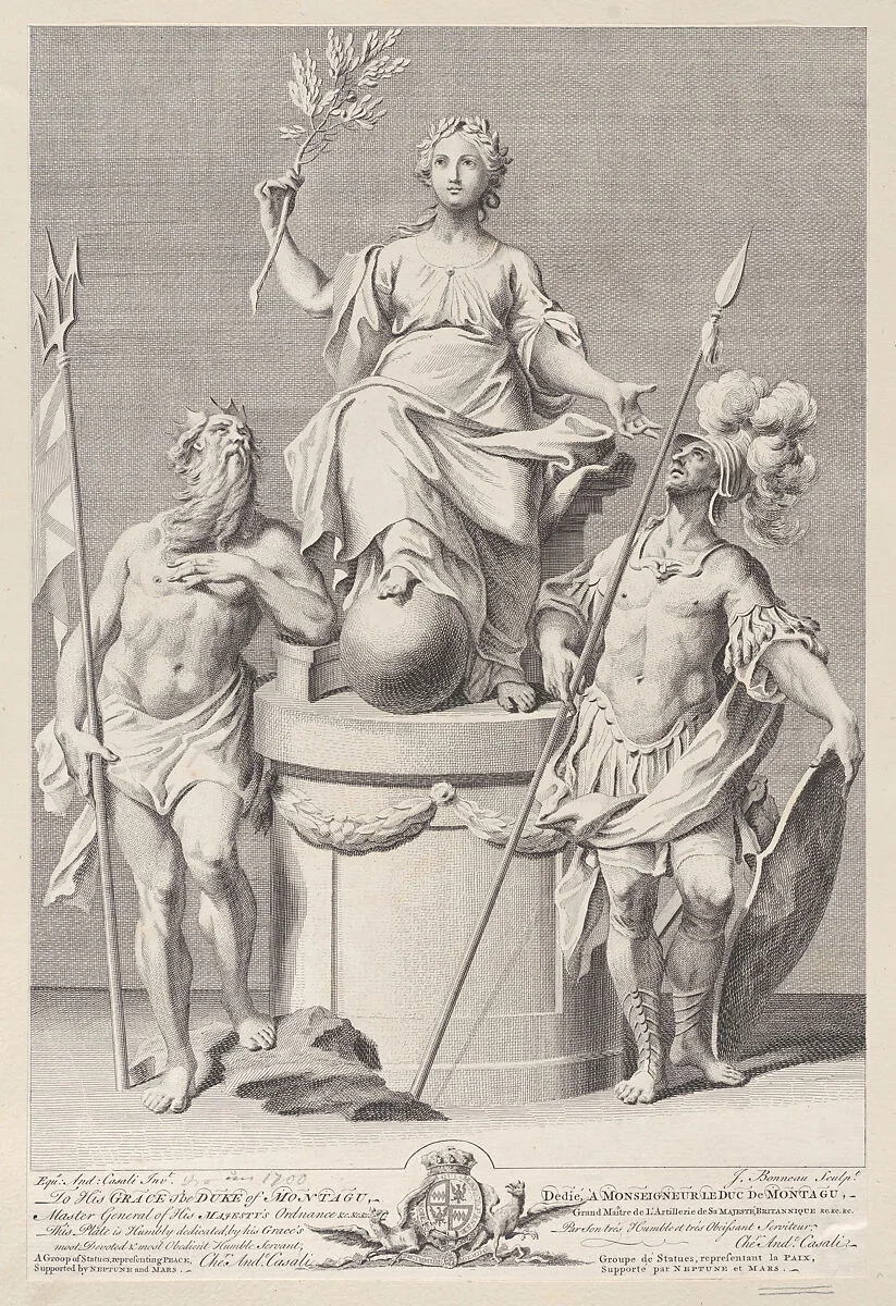 Group of statues represnting Peace, supported by Neptune and Mars — Jacob Bonneau|Andrea Casali