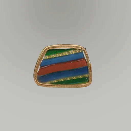 Glass striped mosaic bowl fragment