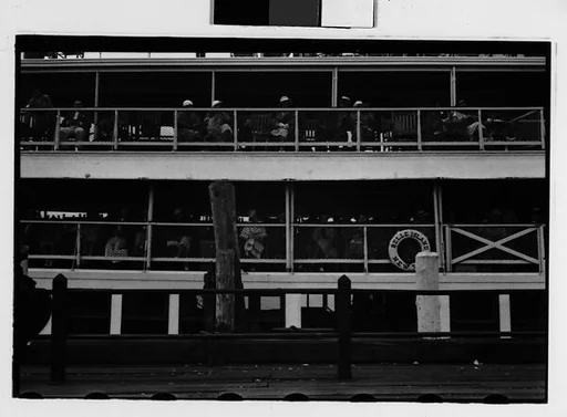 [Two 35mm Film Frames: Passengers on Decks of Croton Point Park Steamboat, Between Harmon and Ossining, New York]