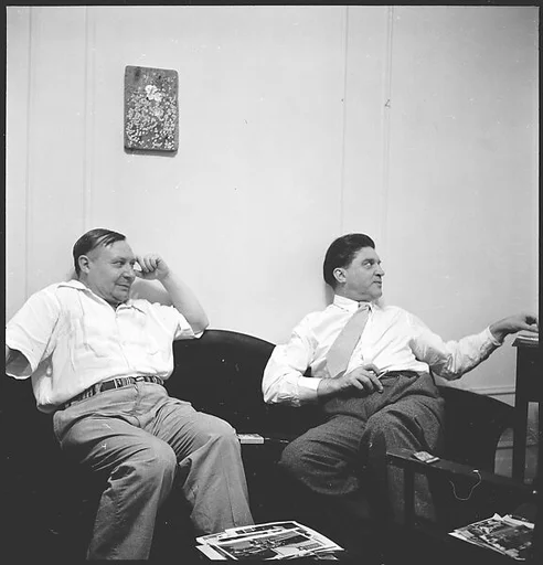 [12 Portraits of Two Unidentified Men Seated in Walker Evans' Apartment at 441 East 92nd Street, New York City]