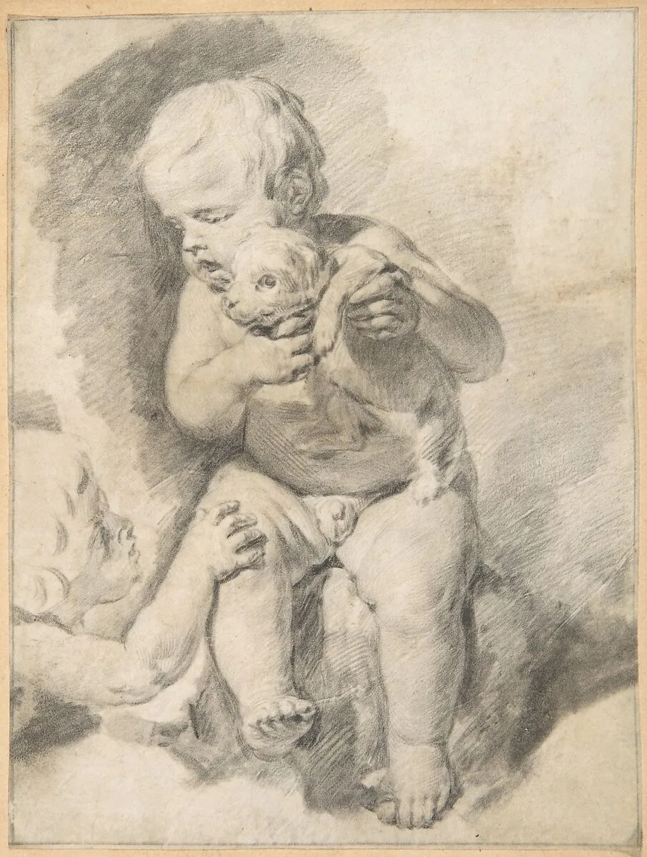 Two Boys with a Puppy — Cornelis Visscher