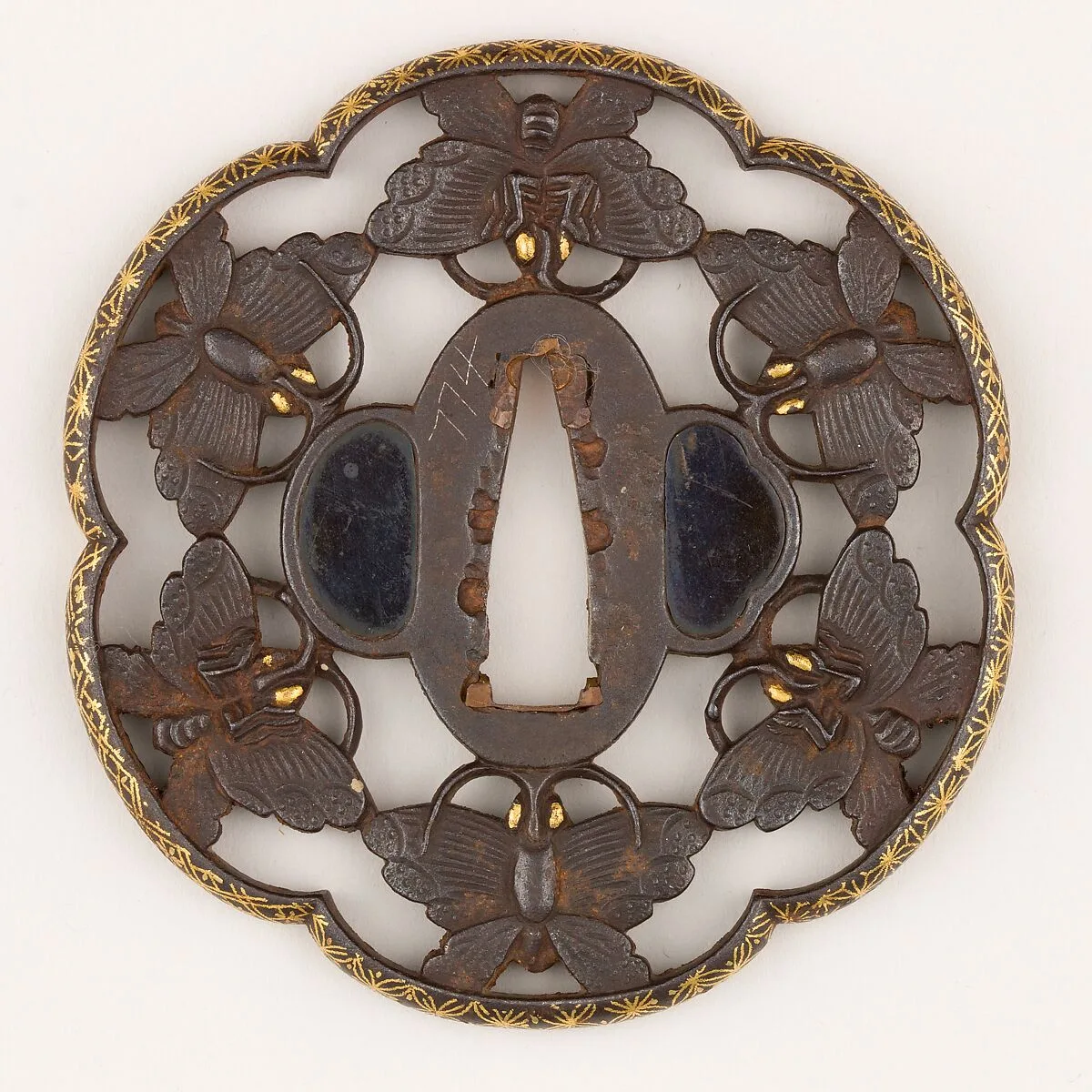 Sword Guard (<i>Tsuba</i>) Depicting Six Connected Butterflies (六つ蝶繋透鐔) — Unknown