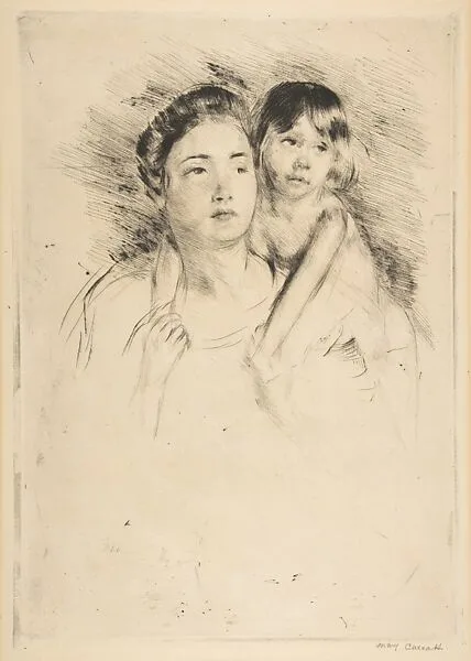 Denise Holding Her Child by Both Hands — Mary Cassatt|Eugène Delâtre