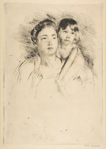 Denise Holding Her Child by Both Hands