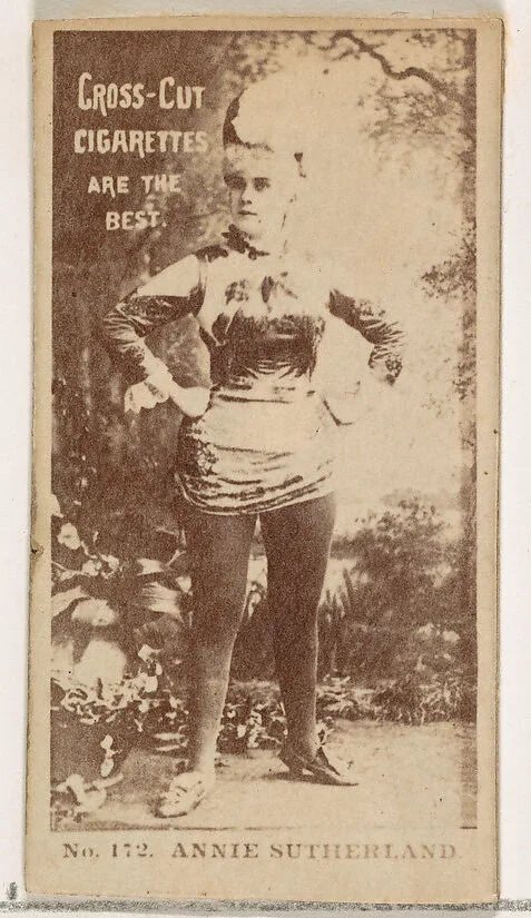 Card Number 172, Annie Sutherland, from the Actors and Actresses series (N145-2) issued by Duke Sons & Co. to promote Cross Cut Cigarettes — W. Duke, Sons & Co.