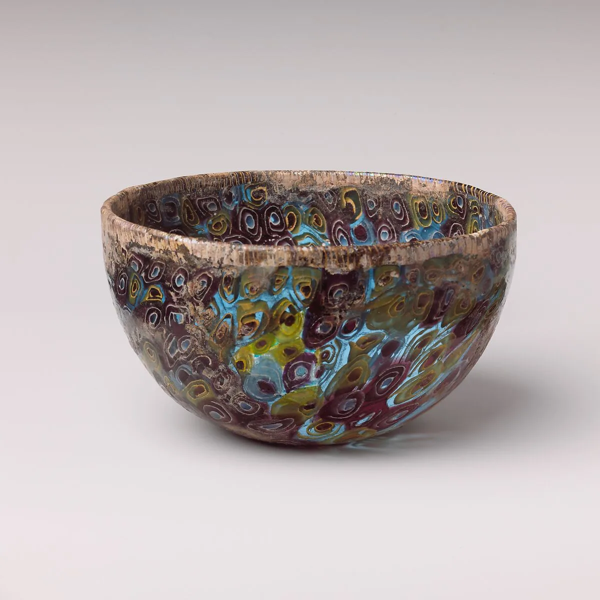 Glass hemispherical mosaic bowl — Unknown
