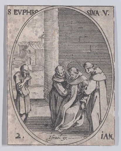 Ste. Euphrosine, vierge (St. Euphrosyne, Virgin), January 2nd, from "Les Images De Tous Les Saincts et Saintes de L'Année" (Images of All of the Saints and Feast Days of the Year)