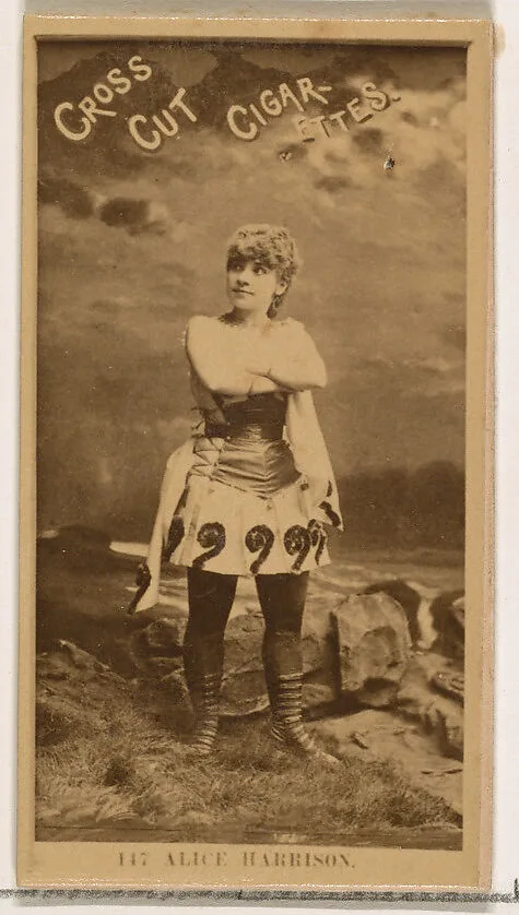 Card Number 147, Alice Harrison, from the Actors and Actresses series (N145-2) issued by Duke Sons & Co. to promote Cross Cut Cigarettes — W. Duke, Sons & Co.