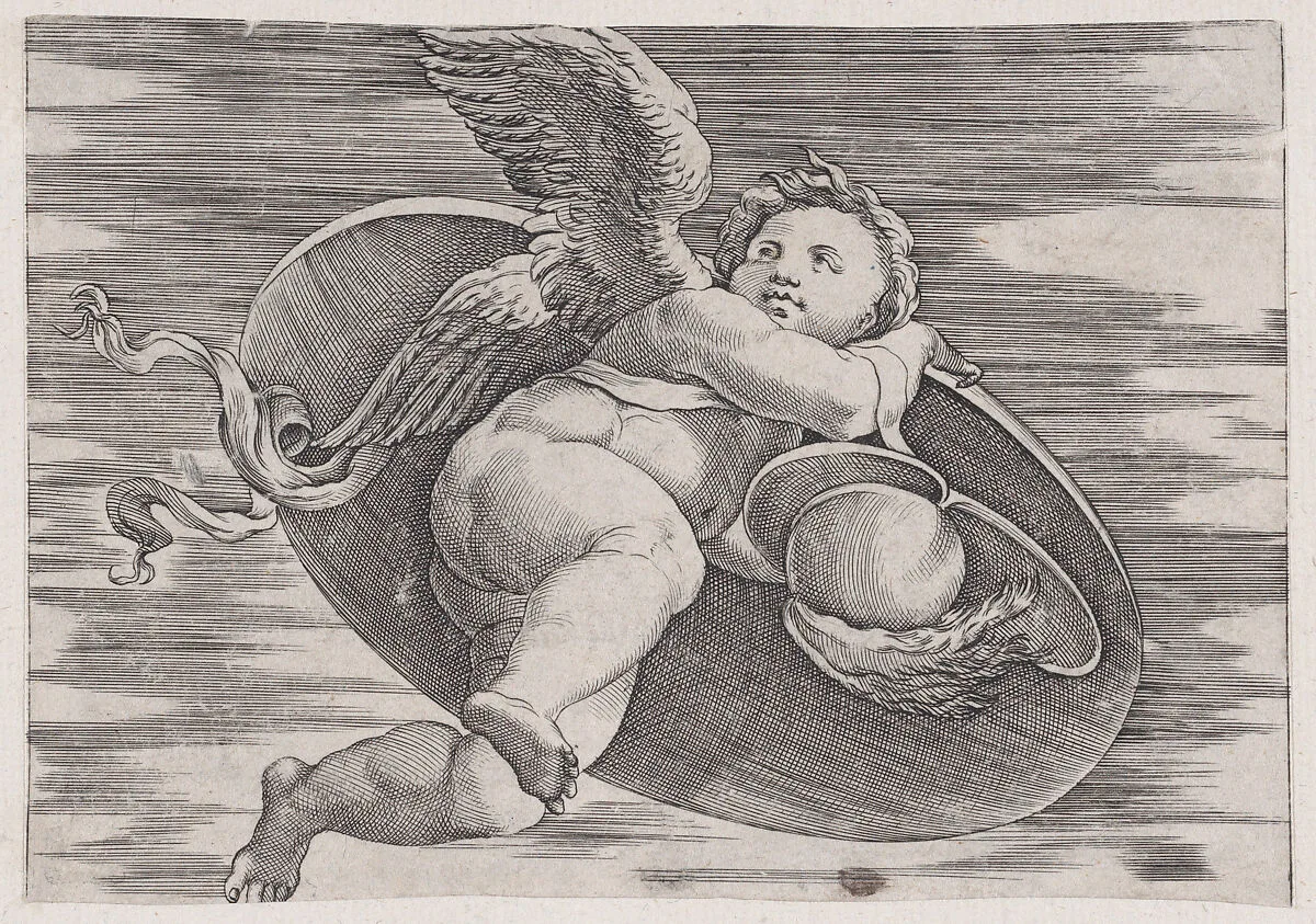 Eros Stealing Man's Shield — Agostino Veneziano (Agostino dei Musi)|Raphael (Raffaello Sanzio or Santi)