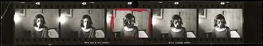 [Cut Contact Sheet of 35mm Negative Strip: Virginia Hubbard (5)]
