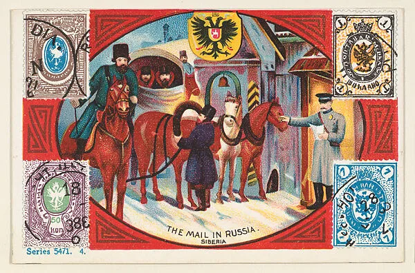 The Mail in Russia, bakery card from the Stamps and Mail Carriers of All Nations series (D73), issued by the Rochester Baking Company — Rochester Baking Company