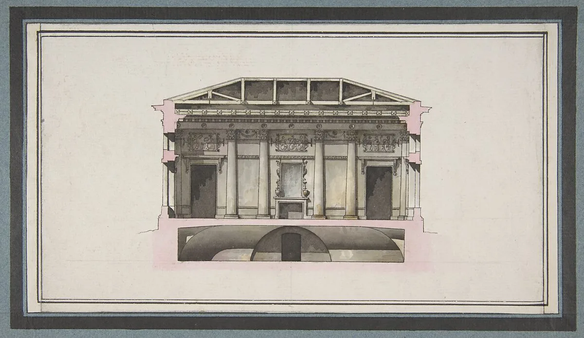 Project for the Alexander Palace, Tsarskoe Selo (Section) — Giacomo Quarenghi