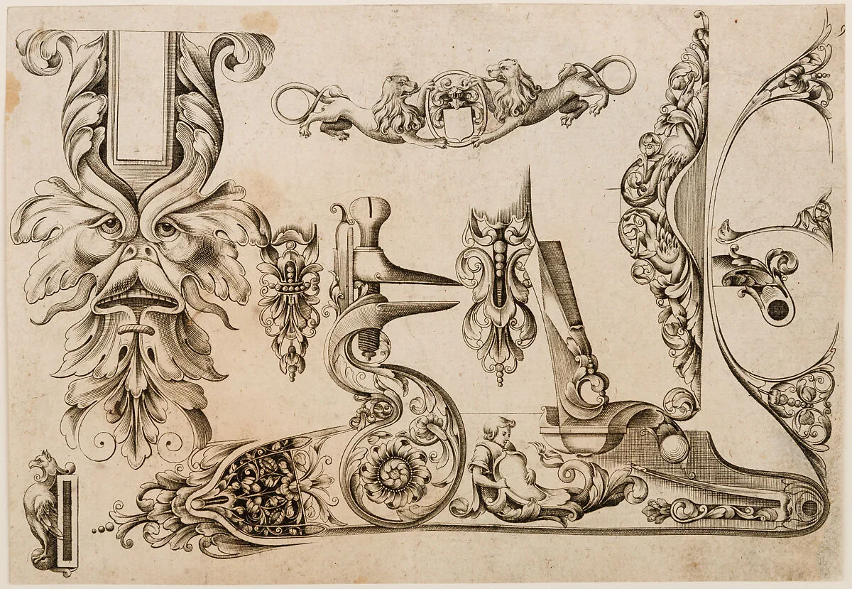 Plate Nine from Plusieurs Models des plus nouuelles manieres qui sont en usage en l'Art de Arquebuzerie — Adrien Reynier, called Le Hollandois|Thuraine|C. Jacquinet