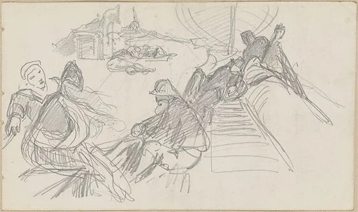 Sailors Relaxing on Deck (from Scrapbook)