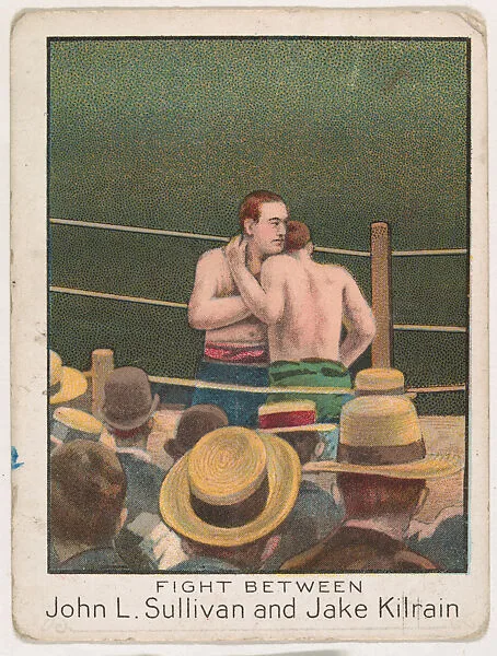 Fight Between John L. Sullivan and Jake Kilrain, from the Champion Athlete and Prize Fighter series (T220), issued by Mecca and Tolstoi Cigarettes — Tolstoi Cigarettes|Mecca Cigarettes