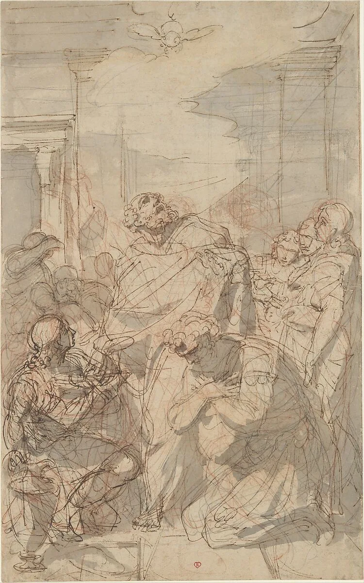 St. Peter Baptizing Cornelius (Acts 10: 44-48) — Laurent Pécheux