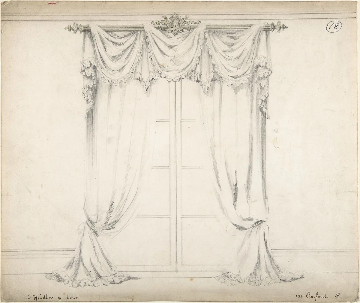 Design for Curtains and Rod — Charles Hindley and Sons