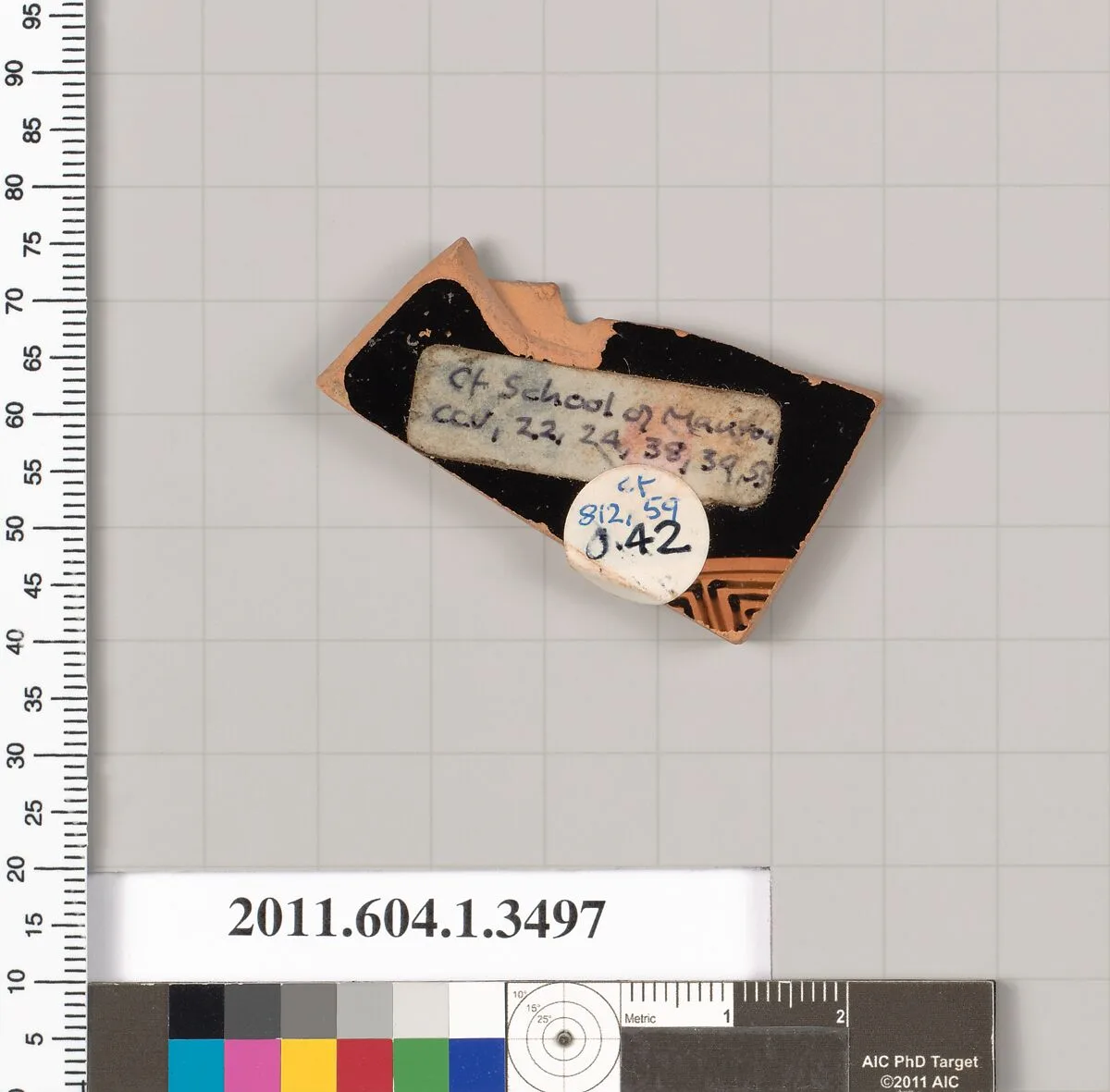 Terracotta fragment of a kylix (drinking cup) — Makron