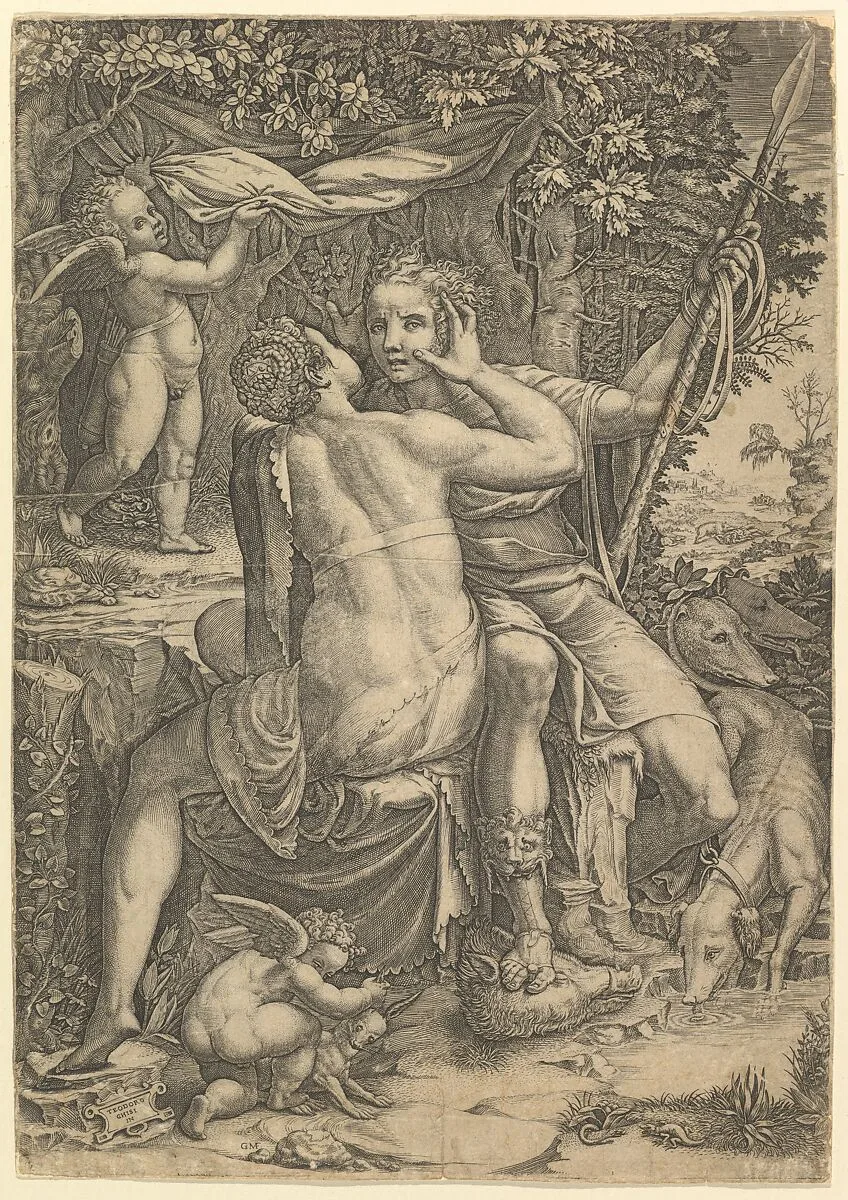 Venus and Adonis — Giorgio Ghisi|Teodoro Ghisi