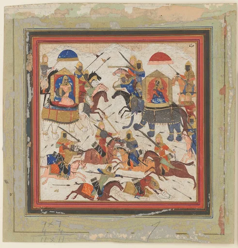 "Gav and Talhand in Battle", Folio from a Shahnama (Book of Kings)