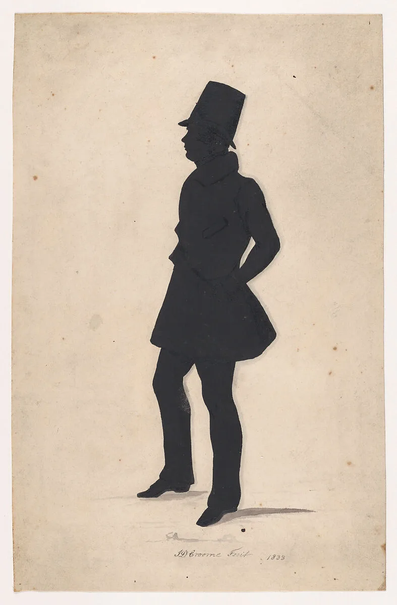 Silhouette of C. J. Croome, full length to left — J. D. Croome