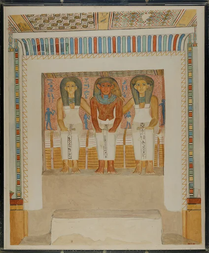 Seated Figures in a Niche, Tomb of Tjay