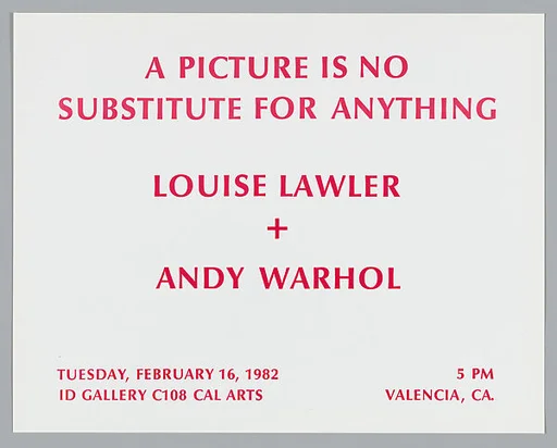 [Poster for "A Picture Is No Substitute For Anything", ID Gallery, Valencia, CA]