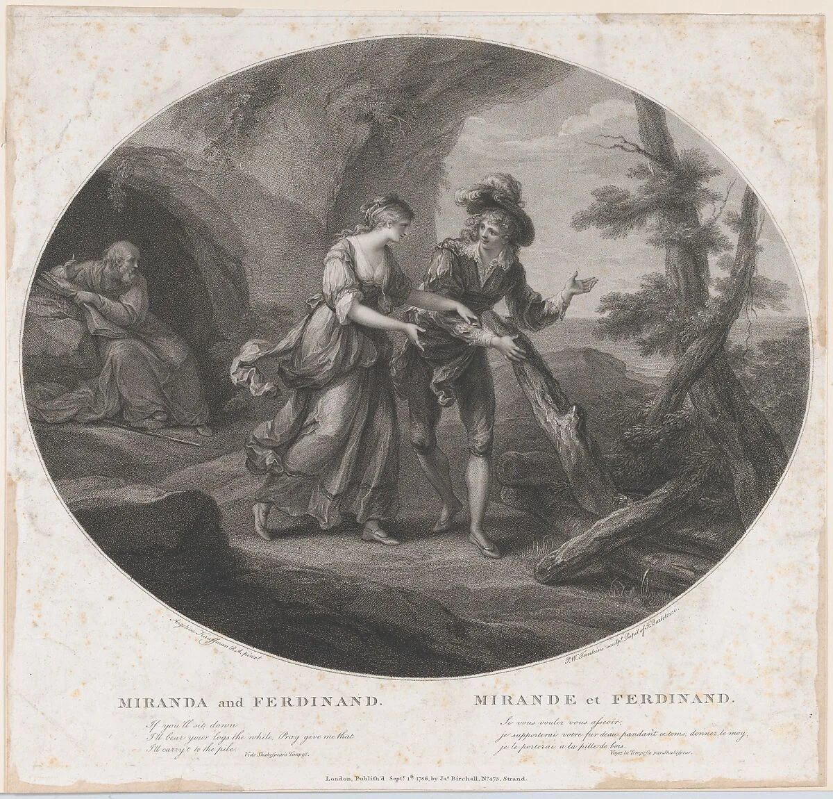 Ferdinand and Miranda (Shakespeare, The Tempest, Act 3, Scene 1) — William Shakespeare|James Birchall|Peltro William Tomkins|Angelica Kauffmann