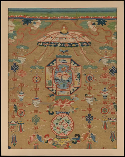 明晚期 緙絲花燈紋屏|Panel with Lantern and Streamers