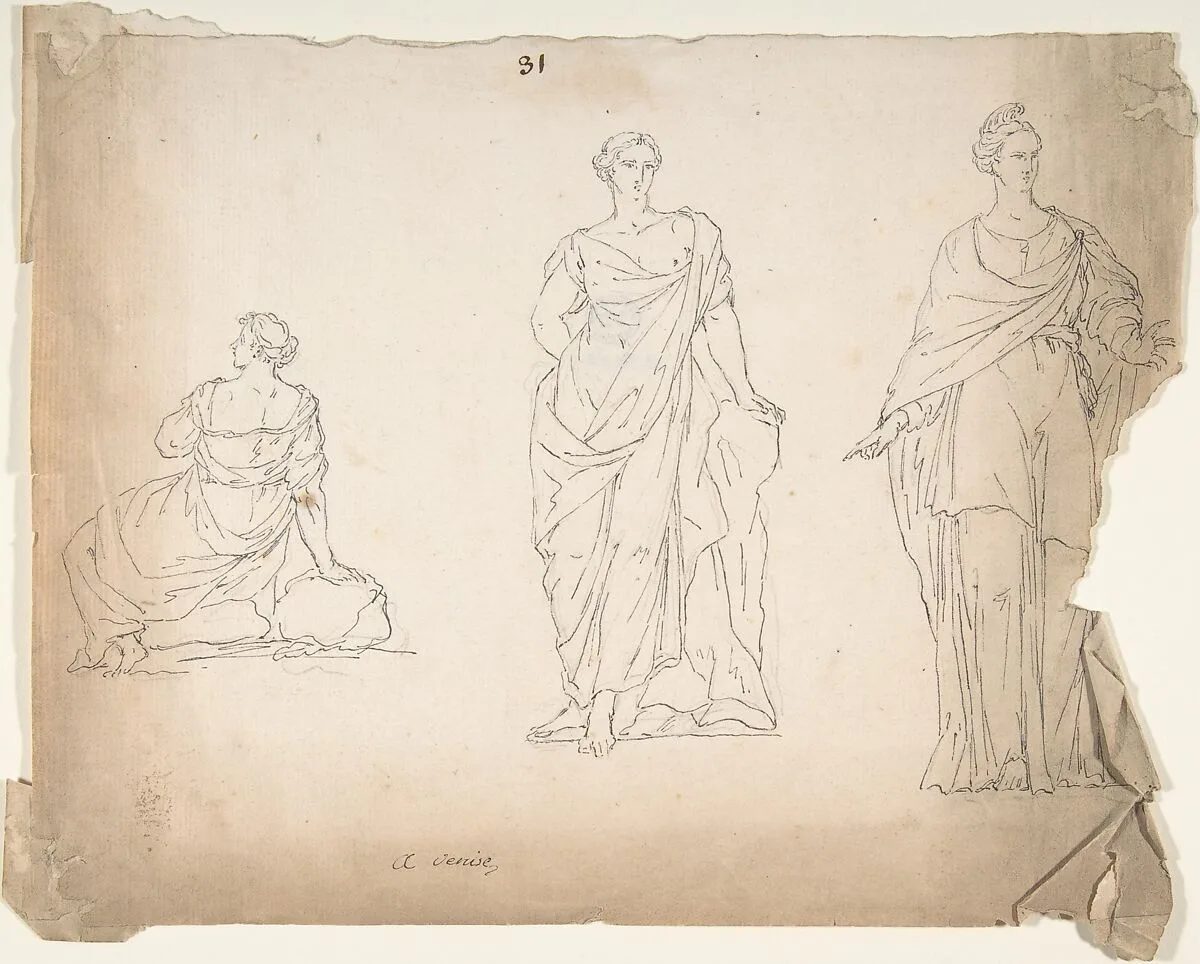 Studies of Female Statues — Anonymous, French, 18th century