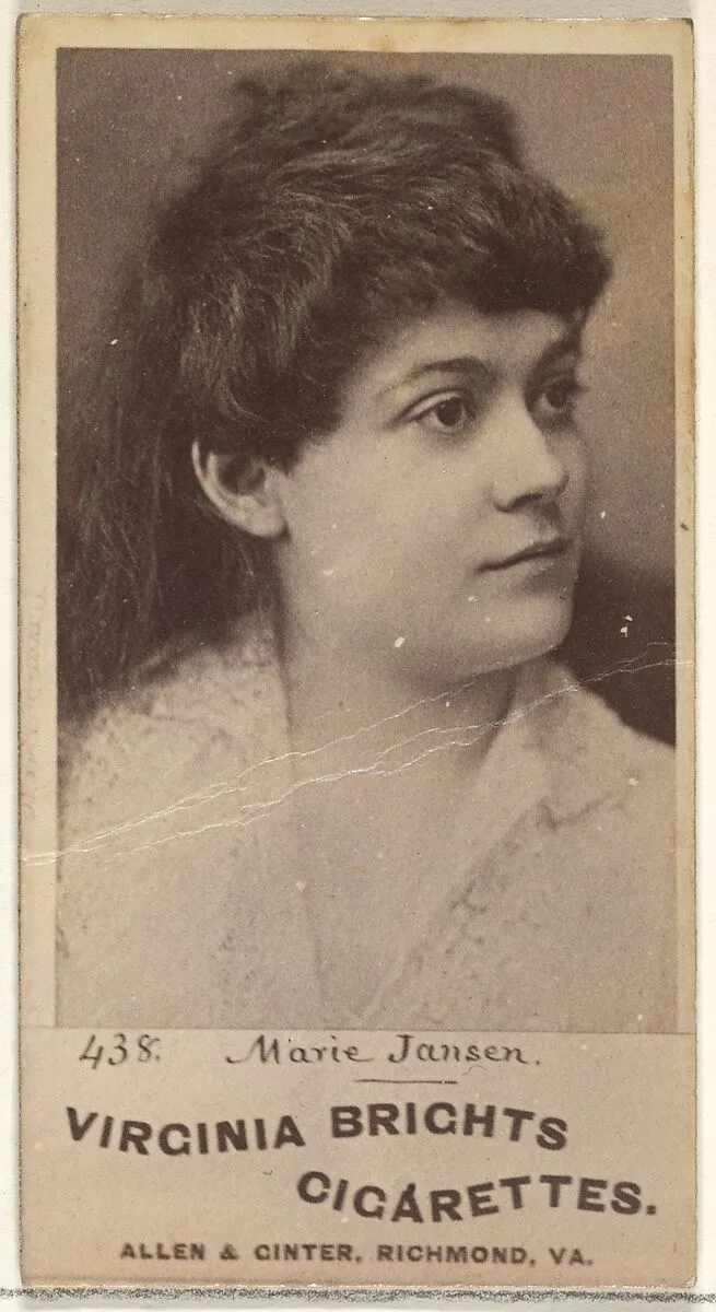 Card 438, Marie Janson, from the Actors and Actresses series (N45, Type 1) for Virginia Brights Cigarettes — Allen & Ginter