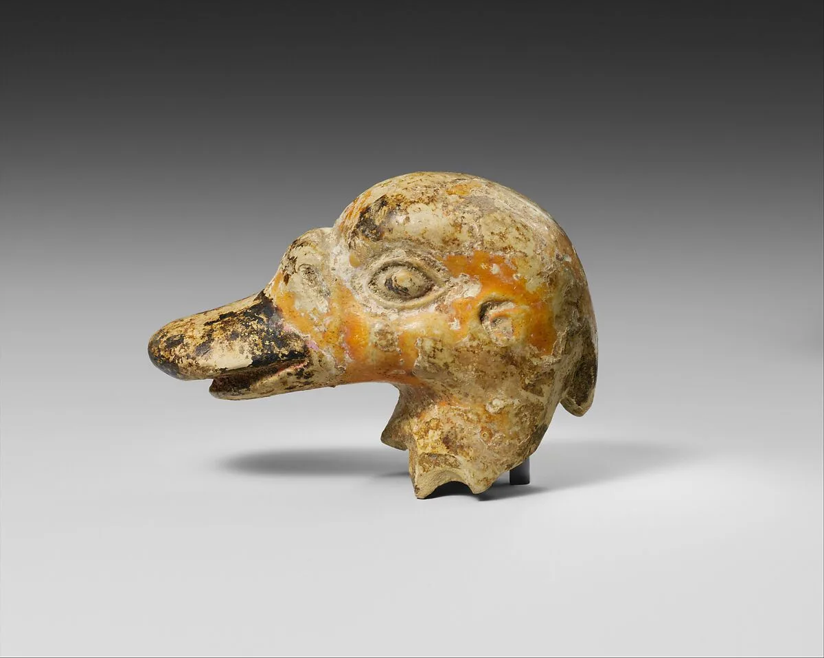 Faience fragment of a duck askos (flask with spout) — Unknown