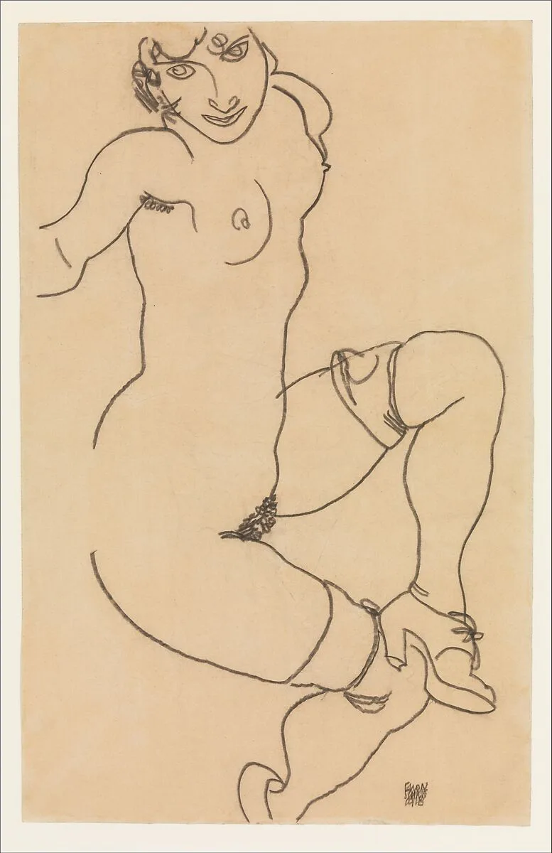 Seated Nude in Shoes and Stockings — Egon Schiele