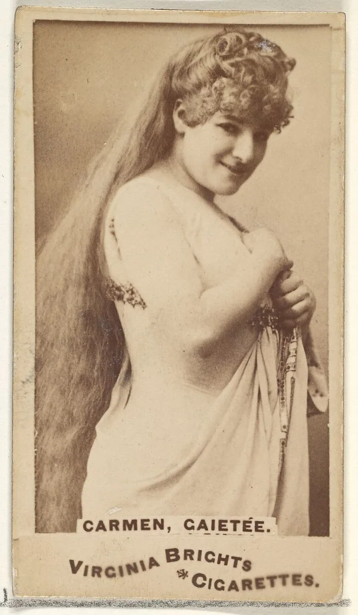 Carmen, Gaietée, from the Actors and Actresses series (N45, Type 1) for Virginia Brights Cigarettes — Allen & Ginter