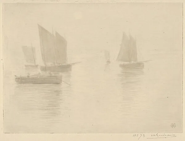 Return from Fishing, Honfleur (Retour de Peche, Honfleur) (Bateaux dans le brouillard / Boats in a Fog) — Henri-Charles Guérard|André Marty